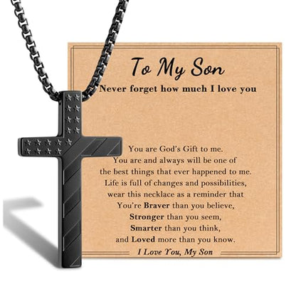 Tarsus Faith Cross Necklace for Boys Son Brother Christian Jewelry Gifts - style: Son