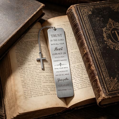 Christian Metal Bible Bookmark, Scripture Page Marker for Bible Study - style: Trust in the Lord
