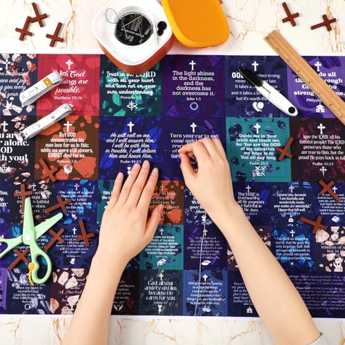 Fanfanwin 38 Sets Prayer Quilt Squares with Crosses, Retro1, Brown - color: Brown, style: Retro1