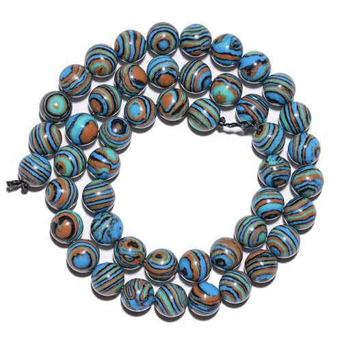 8mm Natural Blue Malachite Gemstone Beads Polished Round Smooth Stone Beads for Bracelets Jewelry Making 15inch Loose Beads - color: Blue Malachite, size: 8mm