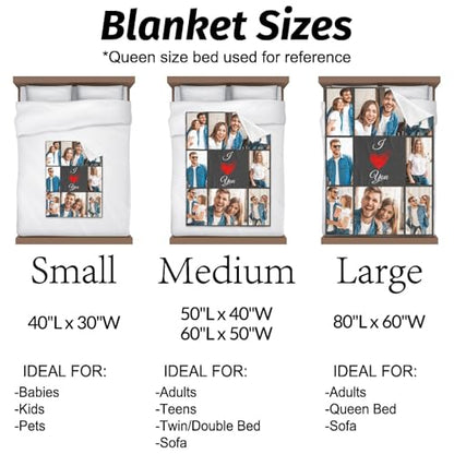 inkArts I Love You Gifts for Couple, Personalized Girlfriend, Custom Blanket with Photos, Blankets Pictures, Photo Using My Own Personalised Christmas - color: 8 Photos