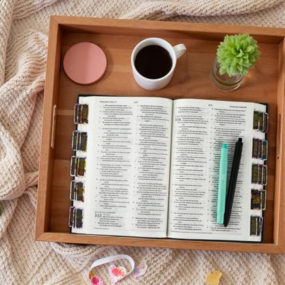 Mr. Pen- Laminated Bible Tabs, 75 pcs, Gold Foil Embossed Lettering - color: Floral Design Gold Writings