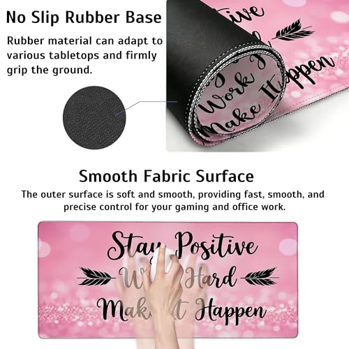 Large Gaming Mouse Pad Stay Positive Desk Mat,Non-Slip Rubber Base Stitched Edges,Extended Mousepad for PC,Laptop,Office,Home Decor(31.5 x 11.8 Inch) - color: Stay Positive, size: 31.5L x 11.8W inches