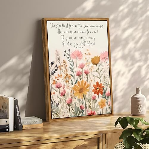 Wildflower Serenity Prayer Wall Art Floating Framed 16x24 Inch - color: Lamentations-PS, size: 24"L x 16"W