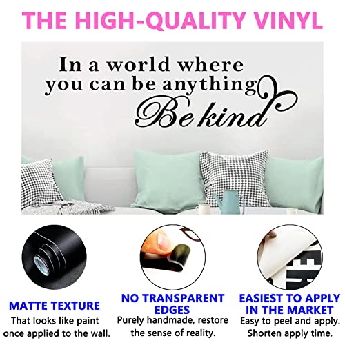SEATUNE Wall Decals for Kids, Classroom Wall Decals, Quotes Inspirational Boys Girls Baby Teens Nursery School Playroom Vinyl Art Decor Home Sticker in a World Where You Can Be Anything Be Kind 25"X7" - color: Be Kind, size: Small