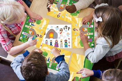 FaCraft Make an Easter He Lives Sticker Scenes-24 Easter Crafts for Kids Religious Gifts Jesus Resurrection Stickers for Classroom Party Games Spring Bible Christian Sunday School Crafts - color: Multi-5