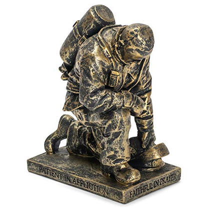 Dicksons Joyful in Hope Praying Firefighter 5 inch Gray Resin Stone Table Top Figurine - style: Joyful In Hope Praying Firefighter