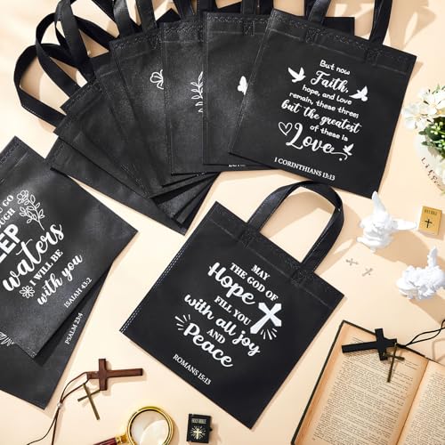 Sweetude 48 Pcs Christian Gift Bags Bulk, Bible Verse Gift Bags for Women - color: Black, style: Bible