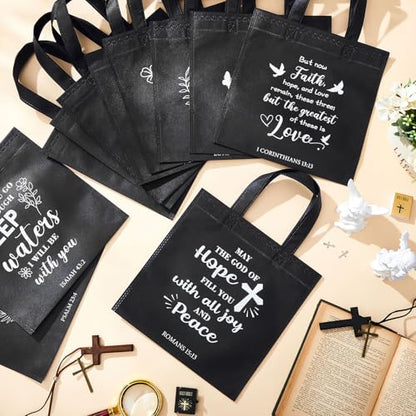 Sweetude 48 Pcs Christian Gift Bags Bulk, Bible Verse Gift Bags for Women - color: Black, style: Bible