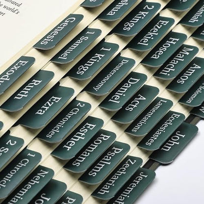 Mr. Pen- Laminated Bible Tabs, 75 pcs, Elegant Green, Easy-to-Read & Apply - color: Elegant Green