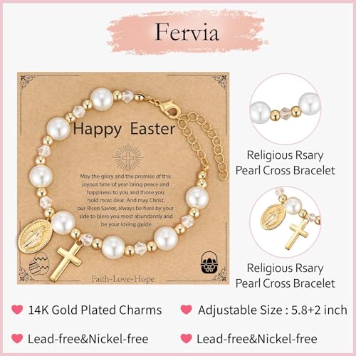 Virgin Mary Cross Bracelet for Girls Granddaughter Christian Jewelry Gift - style: Easter