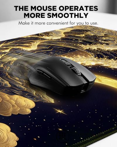 Mouse Pad, Desk Mat, 31.5x11.8in Large Mousepad, Golden Waves - color: Golden Waves