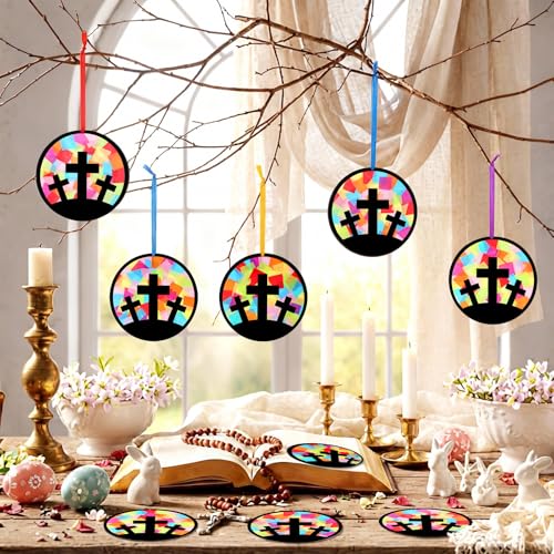 Eersida 32 Pcs Easter B Suncatcher Craft Kit Stained Glass DIY - style: Easter B