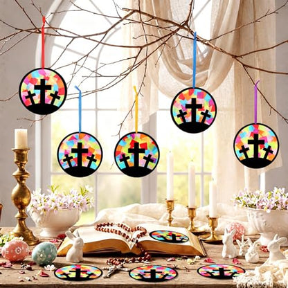 Eersida 32 Pcs Easter B Suncatcher Craft Kit Stained Glass DIY - style: Easter B