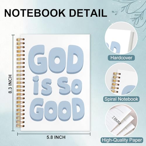 Blue Christian Spiral Notebook 5.5x8.3 - color: White Blue Christian God is Good