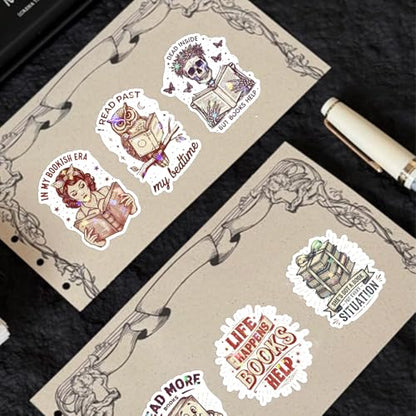 300+ PCS Book Stickers Pack for Kindle Water Bottle Laptop - Waterproof Vinyl Scrapbook Journaling Supplies Cute Bookish Stickers Gift Book Lovers Booktok Accessories (Book Stickers) - color: Book Stickers