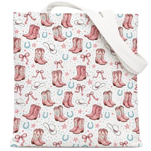 Western Cowgirl Canvas Tote Bag Cowgirl Gifts - color: Western Cowboy Theme 7