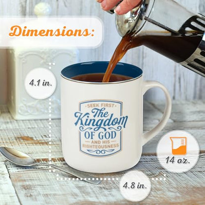 Christian Art Gifts Royal Blue The Kingdom of God Ceramic Coffee Mug, 14 oz. - color: Royal Blue/Kingdom of God