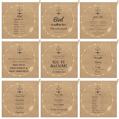 COLOYAN 9PCS Rosary Gold Beads Bracelet for Women - color: B