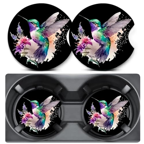 2 Pack Hummingbird Car Coasters for Cup Holder,Neoprene Anti Slip Mat - color: Hummingbird