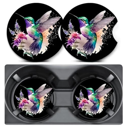 2 Pack Hummingbird Car Coasters for Cup Holder,Neoprene Anti Slip Mat - color: Hummingbird
