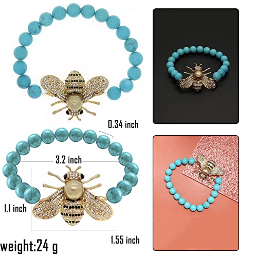 Honey Bee Brooches Crystal Insect Themed Bee Brooch Animal Fashion Shell Pearl Brooch Pin Gold Tone - color: Blue Gold Pearl Bracelet