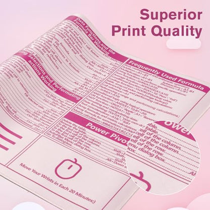 iCasso Excel Cheat Sheet Desk Pad, Pink Excel Shortcuts - color: Pink Excel Shortcuts