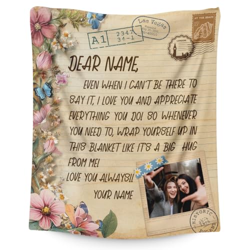 Custom Blanket for Women, Personalized Flower Throw for Sofa - color: Pink
