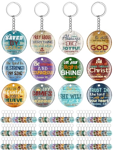 Janmercy 120 Pcs Acrylic Christian Keychain Bulk for Women - style: Rustic