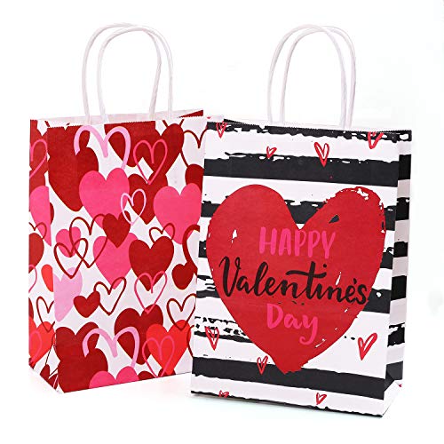 Cooraby 20 Pack Valentines Day Paper Gift Bags with Handles