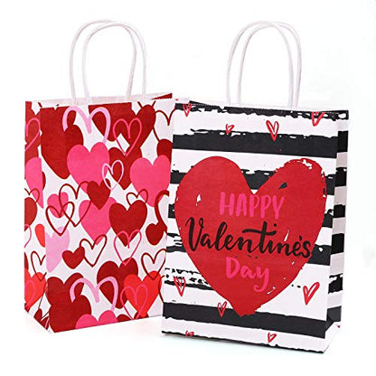 Cooraby 20 Pack Valentines Day Paper Gift Bags with Handles