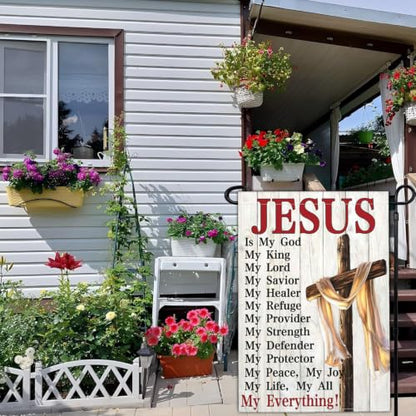 3 Ply Jesus is My God Cross Garden Flags for Outside 12x18 Inch Double Sided Christian Bible Verse Religious Flag Outdoor House Yard Sign Decorations