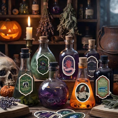 100 Pcs Halloween Potion Label Stickers, Dark Apothecary Decals - style: Halloween Apothecary Potion