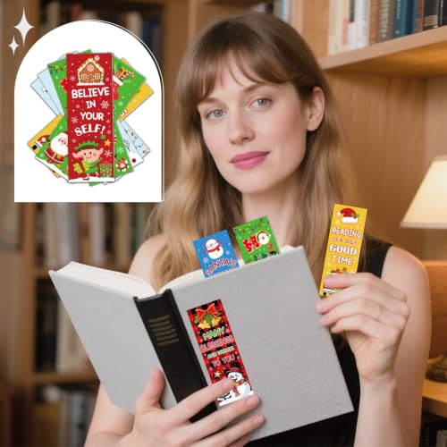 Wxiben 120 Pcs Christmas Bookmark Snowman Book Marks for Book Lovers - color: Christmas Snowman