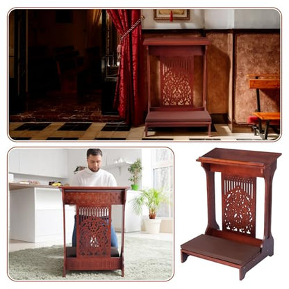 Colingmill Tree of Life Church Prayer Bench Stool Wooden Padded Kneeler with Shelf and Cushion Prayer Kneeler for Home Church Religious Gifts, 24 x 22 x 32 inches(Walnut Color)