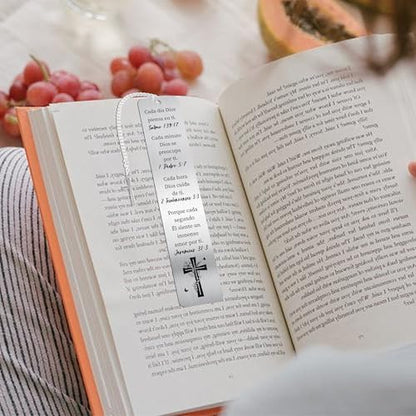 Spanish Bible Bookmark Gifts, Christian Metal Book Marks for Women Men - style: Spanish Bible 02