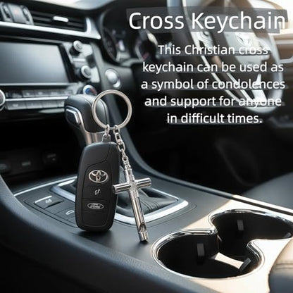 Cross Keychain for Men,Jesus Key Chain Christian Car Key Accessories，Easter Christmas Religious Gift,Purse Bag Charms - color: Silver Whistle