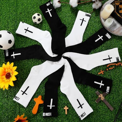 Chicingyou Christian Cross Socks for Men Youth, Us Size 6-12 - color: White, Black