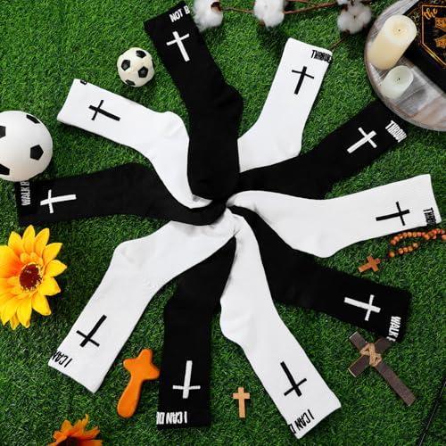 Chicingyou Christian Cross Socks for Men Youth, Us Size 6-12 - color: White, Black