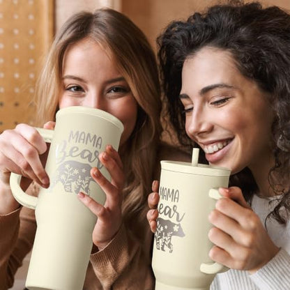 Mom Tumbler with Handle 40oz, Mama Bear Cup Stainless Steel Insulated Tumblers Coffee Travel Mug, Gifts for Moms from Daughter Son, Best Mother Gift for Christmas Birthday Mothers Day - color: Mom 3