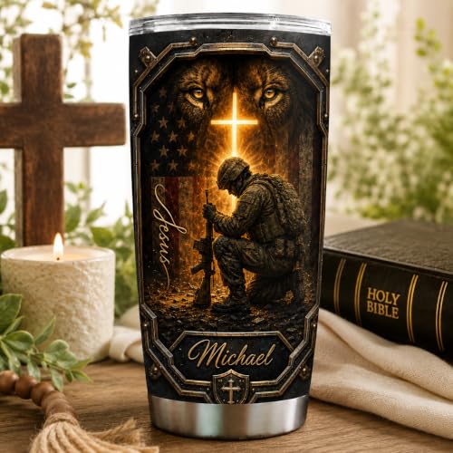 Personalized Christian Gifts For Men - A Child Of God Bible Faith Warrior Tumbler V14 - Man Of Faith Christ Religious For Dad, Husband, Grandpa on Fathers Day, Christmas, Birthday - color: CH-VAR-14