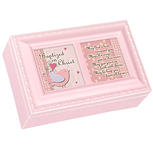 Cottage Garden Baptized in Christ God's Love Matte Pink Jewelry Music Box Plays Jesus Loves Me