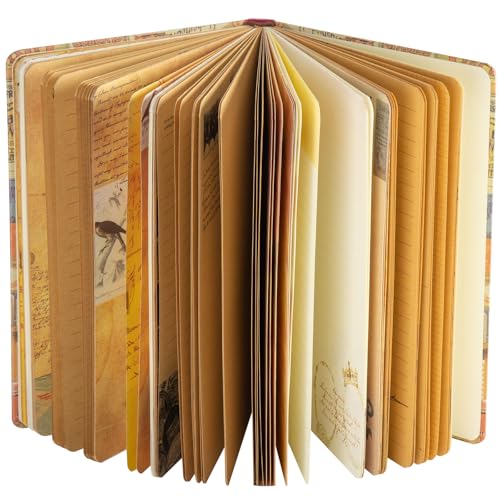 SallyFashion A5 Vintage Travel Journals for Women, European Kraft paper Diary Color Illustrations Notebook Travel Brochures Hardcover Writing Notepad Girl Gift