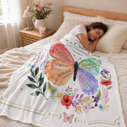 Christian Butterfly Blanket, 50×60in Soft Faith Flannel Blanket - color: Christian Blanket-03
