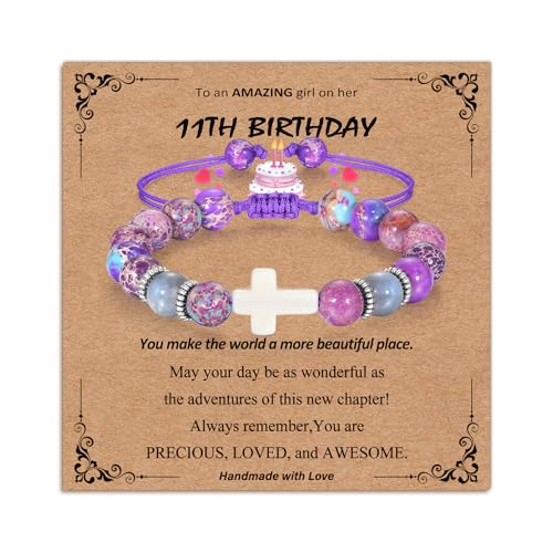 Bracelets for Girls Cross Soccer Bracelets Birthday Gifts for Girl - color: 1# 11th Birthday