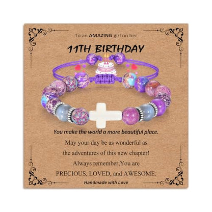 Bracelets for Girls Cross Soccer Bracelets Birthday Gifts for Girl - color: 1# 11th Birthday