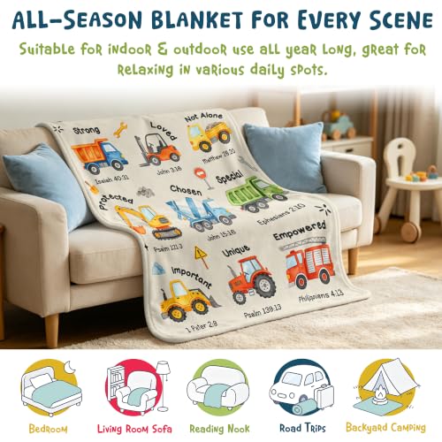 Nicetous Baptism Gifts for Boys, Construction Truck Blanket 40x50in - color: Baptism-truck