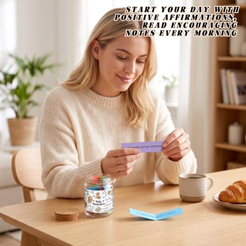 Lunmon Daily Affirmation Jar, Positive Affirmation Cards for Women, Self Love Motivation Jar Positive Quotes, Thoughtful Birthday Gifts for Women Men Friends Teens Coworkers, Motivational Desk Decor - style: Sunshine1