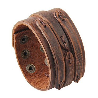GelConnie Punk Leather Cuff Bracelet Adjustable Straps Wrap Bracelets Arm Armor Cuff Gothic Leather Wristbands for Men, Women - color: Style LPB005