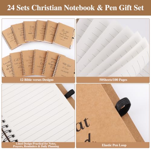 BESARME 24 Sets 72 Pcs Christian Gifts for Women Bulk Prayer Journals - color: Christian